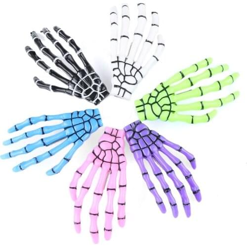 2 Pcs/Set New Women Harajuku Skull Skeleton Hand Bone Hair Clip Bone Claw Hairpin Halloween For Girls Hair Styling Accessories