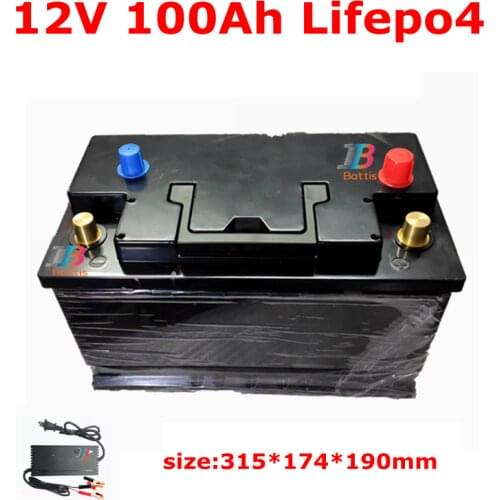 2pcs lithium 12V 100AH lifepo4 12.8V 100Ah deep cycle for backup power boat inverter Solar energy storage RV +10A Charger