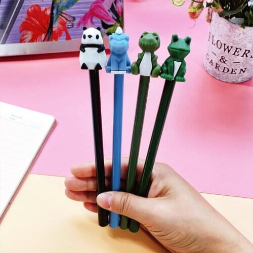 50PCS Cartoon Black Ink Pen Students Signing Pen Cute Dinosaur Panda Geometry Split Surface Animal Gel Pen Kawaii Stationery