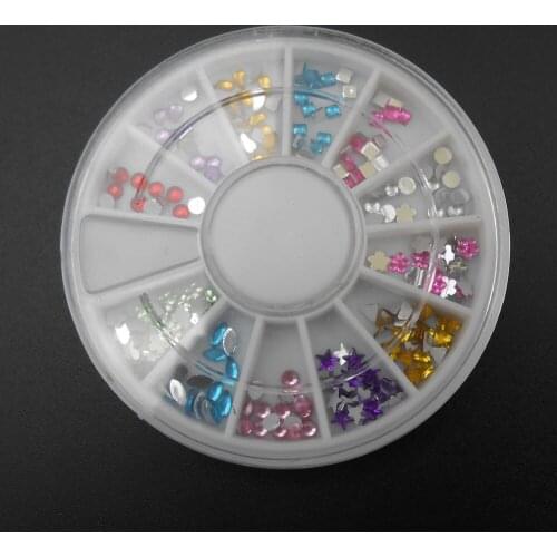 50Pcs X Round Box 3MM 12 Colors Approx 240Pcs Various Rhinestones Pearls Flat Nail Diamond Ornaments Mixed Color NEW *FD008X50