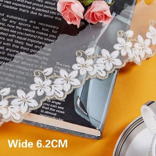 6.2CM Wide Exquisite Gold And Silver Thread Embroidery Flowers Lace Fabric Curtain Sofa Household DIY Sewing Accessories