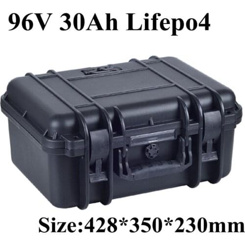 96V 30Ah LiFepo4 battery pack with waterproof case for solar energy storage electric motorcycle scooter tricycle EV+5A Charger