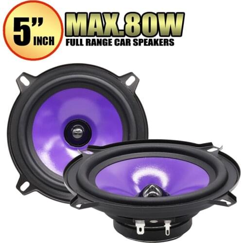 2pcs 80W 5 Inch Full Range Frequency Car Audio Speaker Heavy Mid-bass Ultra-thin Modified Speaker Non-destructive Installation