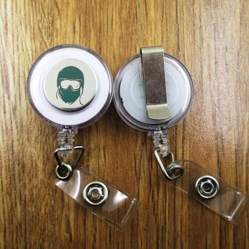 Ski Mask ID Badge Reel gift for him/her friend family retractable recoil id badge holder work fun