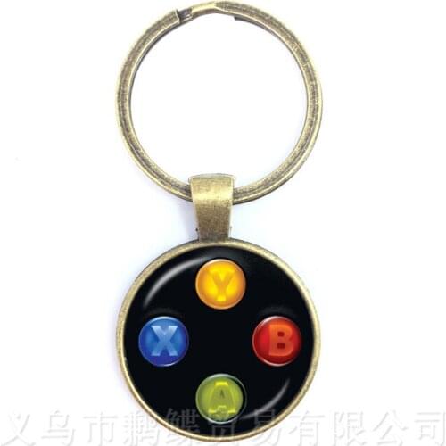 Creative Jewelry Art Picture Keychain Geeky Perfect Gift Idea Men Video Game Controller Man 25mm Glass Dome Keyring
