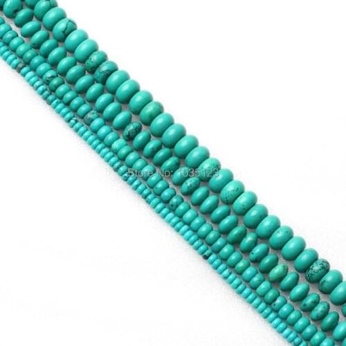 High Quality 2x4,4x6,5x8,6x10mm Coin Rondelle Shape Blue Stone Gem Loose Beads Strand 15" DIY Creative Jewellery Making wj214