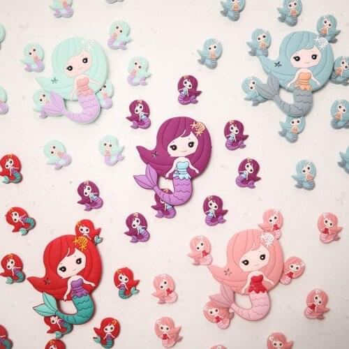 10Pcs Cartoon Mermaid Silicone Beads Teether Pacifier BPA Free Baby Toddle Teething Toys Chew Nursing Chain DIY Gift For Newborn