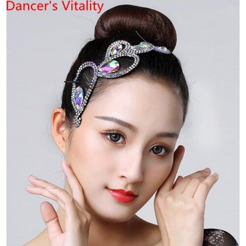 Children Latin Dance Headdress Sparkling Rhinestone Accessories Adult Performance Modern National Standard Dancing Decoration