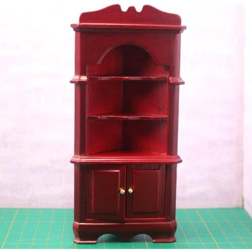 G07-X062 children baby gift Toy 1:12 Dollhouse mini Furniture Miniature rement Doll accessories wooden brown Corner cabinet 1pcs