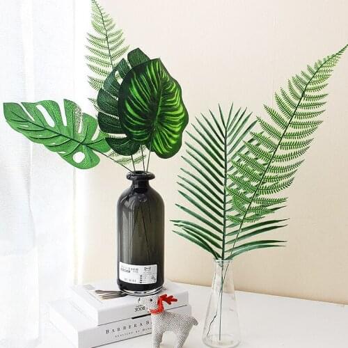 1Pc Green Jungle Artificial Leaf Tropical Palm Leaves Island Style Simulation Plant Wedding Party Table Home Decor Plant Leaves