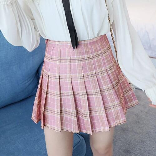Plaid Summer Women Skirt 2020 High Waist Stitching Student Pleated Skirts Women Cute Sweet Girls Dance Mini Skirt New