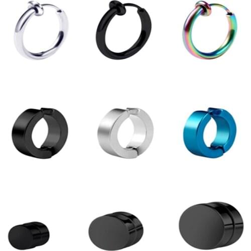 2pcs Punk No Ear Hole Magnetic Earrings Clip Stud Personalized Street Style Earrings Both Men and Women Fashion Jewelry Gifts