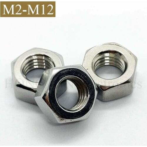 M2 M2.5 M3 M4 M5 M6 M8 M10 M12 Stainless Steel Hex Nut Hexagon Nuts Metric Thread Suit For Screws Bolts 304SS 1Pcs