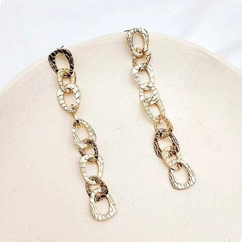 Minimalist Thick Link Chain Drop Dangle Earrings 2020 Trendy Geometric Gold Long Hanging Earrings for Women Jewelry