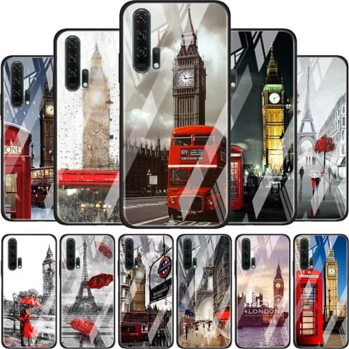Eiffel Tower London city Soft Tempered Glass Cover For Honor 30 20 10 9X 8X Lite Pro Plus Phone Case Coque Shell