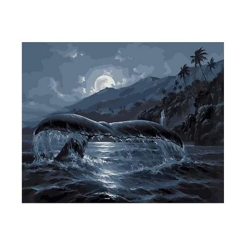 DIY oil painting by numbers Whale tail Acrylic Picture Wall Art drawing by numbers on canvas for home decor