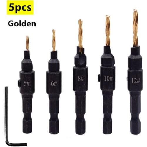 4pcs/5pcs Hexagon Shank Countersunk Twist Drill Bit Set Woodworking Hole Opener Durable Hand Drilling Tool Sets