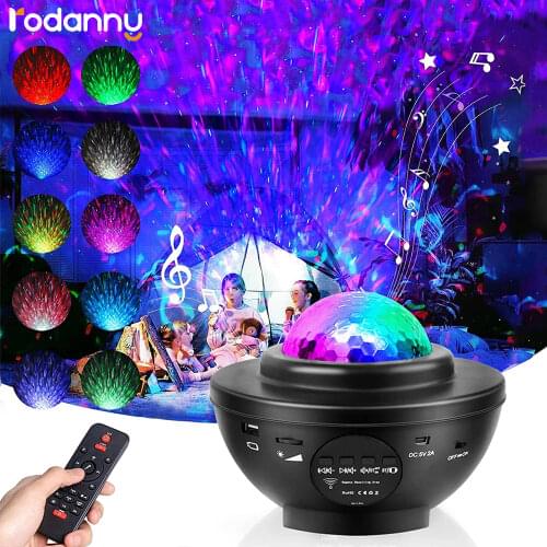 Rodanny Starry Sky Galaxy Music lamp Star ceiling Projector decoration light child Bluetooth Projection LED Night wave Light