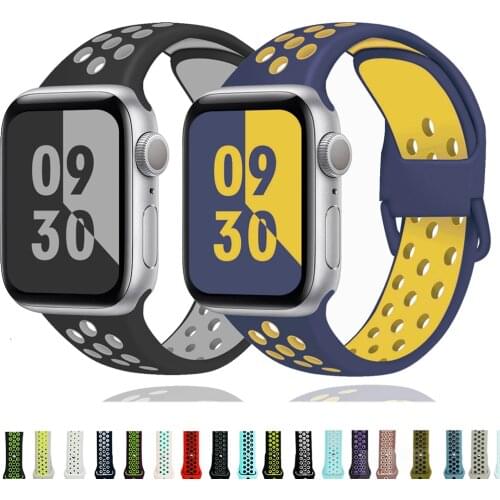 Silicone Strap For Apple Watch Band 40mm 44mm 38mm 42mm Rubber breathable Belt Smartwatch Wristband iWatch serie 3 se 4 5 6