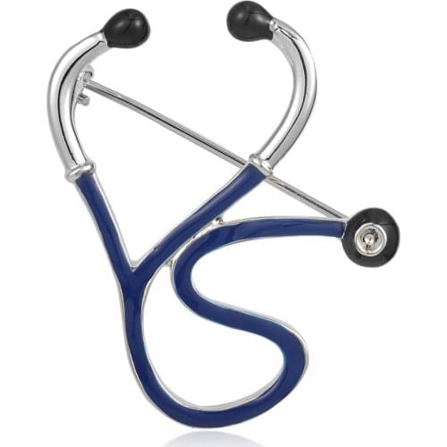 Funmor Blue Enamel Specail Stethoscope Brooch Gold Color Fine Gifts For Doctor Nurse Women Men medical Style Decoration Corsage