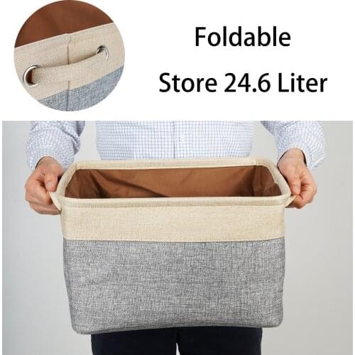 Foldable Cotton Linen Storage Basket Japanese Style Clothes Organizer Folding Car Trunk Storage Basket Toys Sundries Organizer