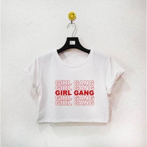Skuggnas New Arrival Girl Gang Crop Top Girl Gang shirts Funny t shirt Women Crop Top Feminist Cropped T-shirt Drop Shipping