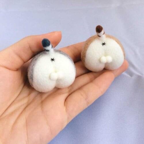 Non-Finished Felt Kit Needle Felting Dog Cat Animal Butt Special Birthday Gift Poked Kit Handcarft Wool Felting Material Package