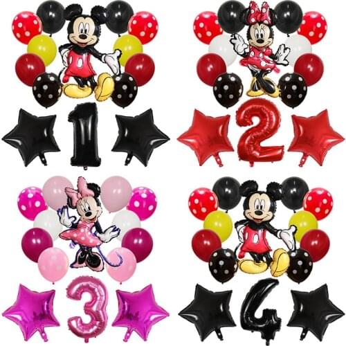 14pcs/lot Mickey Minnie Mouse balloons Mickey Mouse Birthday Party Decor Baby Shower 30inch Number Balloon Polka Dot Globos