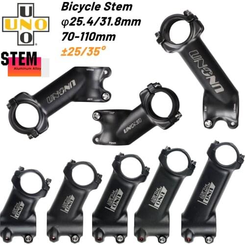 UNO Bike Stem 35 Degree Mountain Road Bicycle Stem Ultralight Stem 25.4/31.8mm Handlebar Stem 25 Degree 70-110mm Mtb Stems