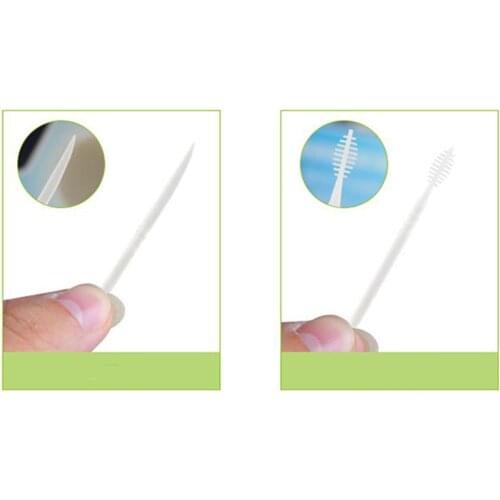 500pcs Oral Dental Tooth Pick Floss Interdental Brush Teethpick Oral Care Dental Plastic Interdental Double-head Brush Toothpick