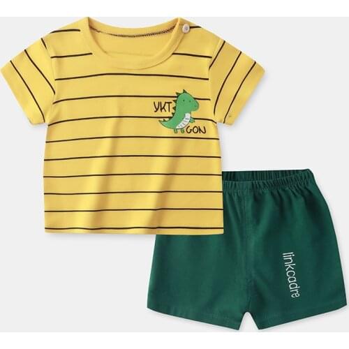 ZWY859 Summer Cotton Soft Set Children Short Sleeve + Shorts Two-Piece Set kids clothes Cotton and linen kids clothes boys