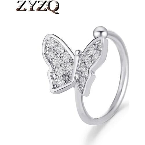 ZYZQ 1pc Sweet Metal Butterfly Ear Clips For Women Girls Cute No Piercing Fake Cartilage Ear Jewelry Chic Earrings