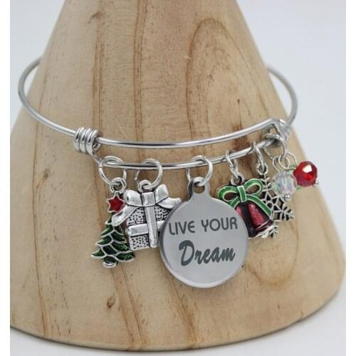 10PC Stainless Steel Bangle Expandable Bracelet&Bangle Women Jewelry Christmas Charm Bracelet Bangle Christmas Xmas Gifts Bijoux