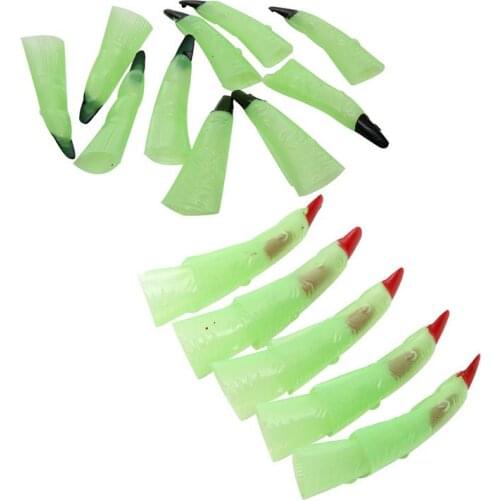 10Pcs Halloween Luminous Witch Fingers Claws Glow in The Dark Fake Green Vampire Fingernails Cosplay Costume Accessories Jy28 21