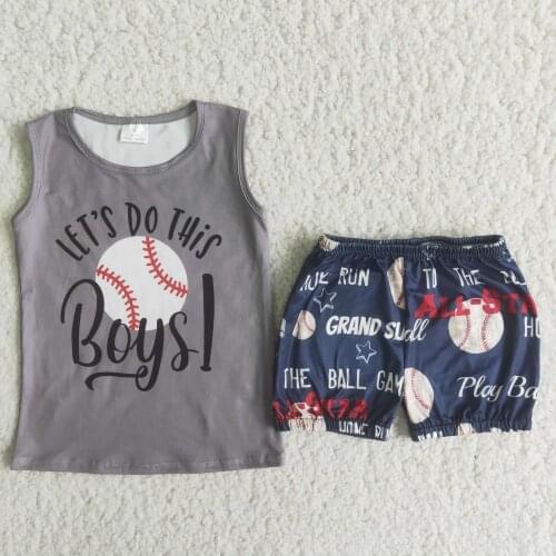 2PCS baseball season Summer Outfits Infants Baby boys Clothes Sleeveless Shirt Shorts Boutique kids Clothing Sets