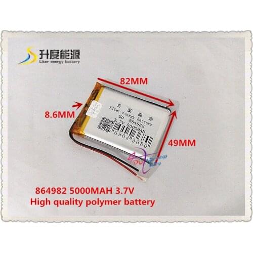 3.7V 5000mAh 864982 Polymer lithium ion / Li-ion battery for tablet pc GPS e-book speaker power bank mobile bank