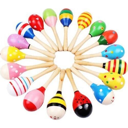 2020 New 3pcs Colorful Wooden Maracas Baby Child Musical Instrument Rattle Shaker Party Children Gift Toy
