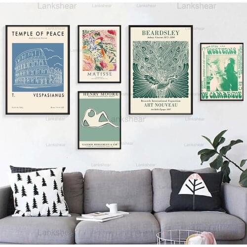 Abstract Line Lying Body Canvas Painting Print Retro Matisse Poster Wall Art Henry Moore Picture for Living Room Home Decoration