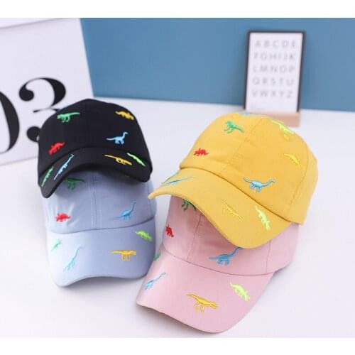 Summer Baby Cartoon Dinosaur Embroidery Cotton Baseball Cap For Kids Boy Girl Sun Hats Children Bonnet