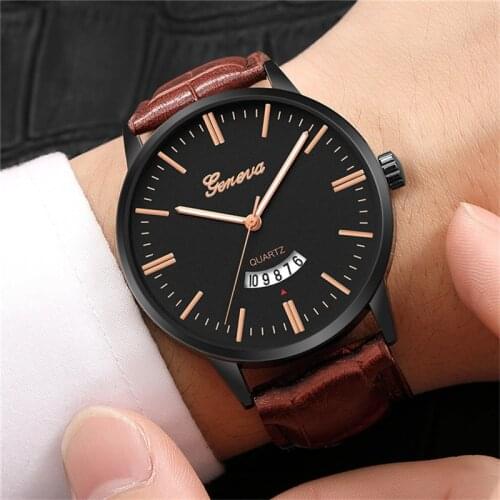 Watch Men 2018 New Fashion Rose Gold Dial Quartz Wristwatches Leather Watchband Hot Orologio Uomo