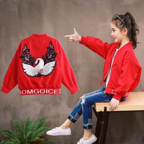 Kids 1-14 years jackets for little girls boys toddler sportswear spring/autumn coat outwear teens juniors warm plush red clothes