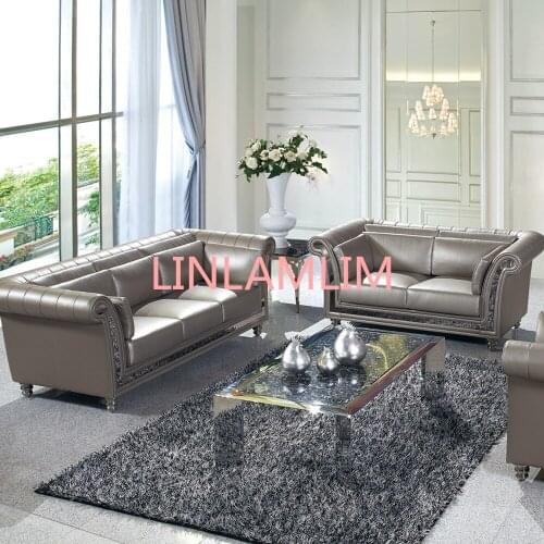 Living room Sofa Chesterfield genuine leather couch Nordic muebles de sala cama puff asiento sala futon shiny stainless steel