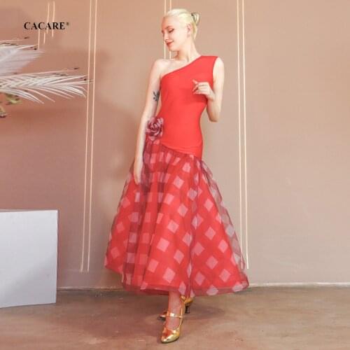 Elegant Ballroom Waltz Dresses Dance Competition Dresses Ballroom Dress Standard D1078 Big Hem 1 Shoulder CACARE