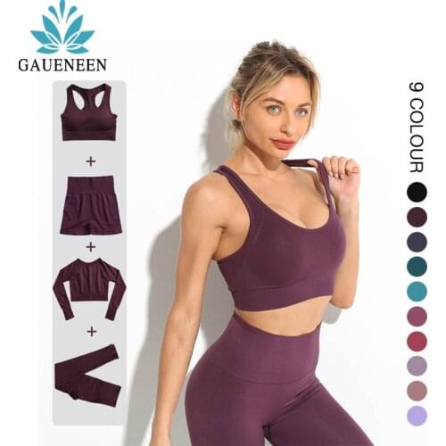 GAUENEEN Seamless Yoga Set Gym Clothing Tracksuit Sports Bra Crop Top Leggings Sport Outfit Activewear Workout Clothes for Women