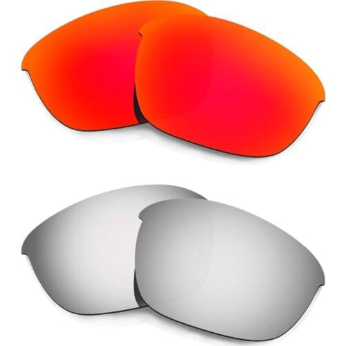 HKUCO For Half Jacket 2.0 Polarized Replacement Lenses 2 Pairs --Red & Silver--Increase Clarity