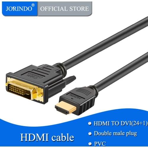HDMI to DVI Cable, JORINDO HDMI Male to DVI(24+1) Male Cable, Gold Plated HDTV to DVI Cable, Support 1080P,3D, Black