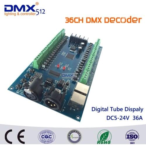 DHL Free Shipping 36CH dmx512 Controller,13 groups RGB output ,have(XLR&RJ45) ,each channel Max 3A, For LED strip light