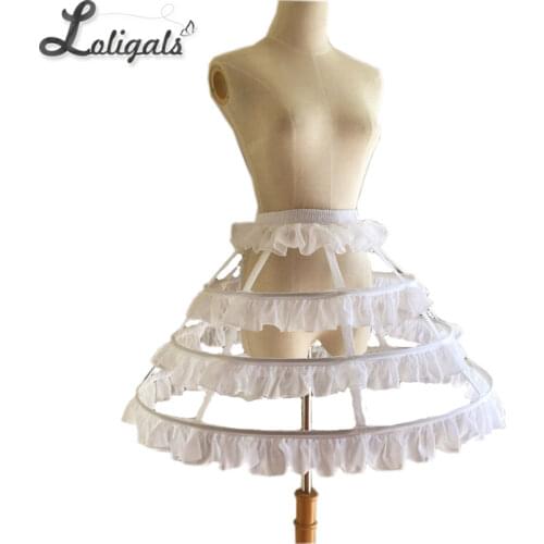Short 3 Hoop Lolita Petticoat White/Black Crinoline Gothic Petticoat Underskirt for Woman