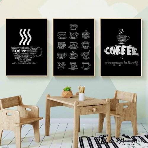 Kitchen Coffee And Wine Silhouette Canvas Prints Modern Painting Posters Wall Art Pictures For Living Room Decoration No Frame