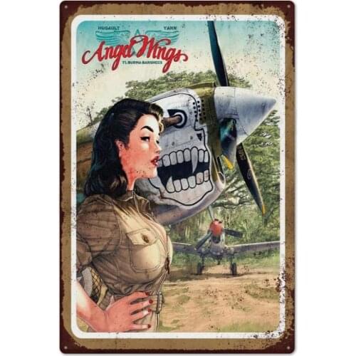 LWLYCH Pin Up Girl Tin Sign Plaque Metal Vintage Sexy Metal Sign Wall Decor for Bar Pub Club Man Cave Retro Signs Metal Painting